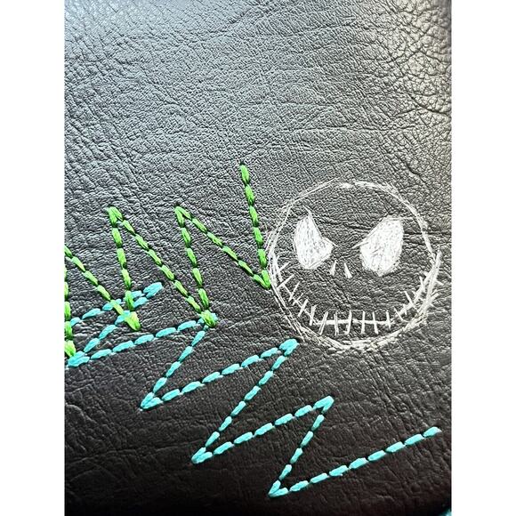 Disney Parks Black Teal Loungefly NBC Jack Skellington And Sally Crossbody Bag